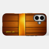 Houten paneel met gouden accent Case-Mate iPhone case (Achterkant (horizontaal))