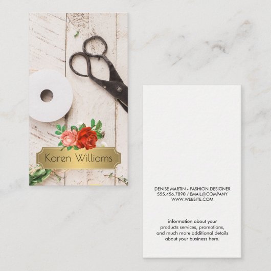 Houten panelen | bloemistenschaar visitekaartje (Voorkant / Achterkant)