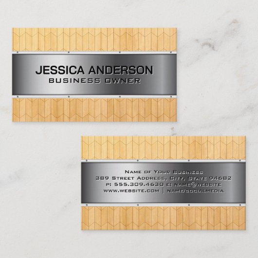 Houten panelen | Metallisch Visitekaartje (Voorkant / Achterkant)