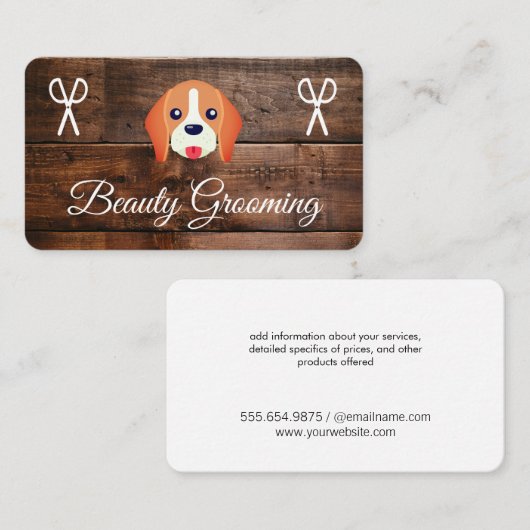 Houten Panelen voor Hondenverzorging Visitekaartje (Voorkant / Achterkant)