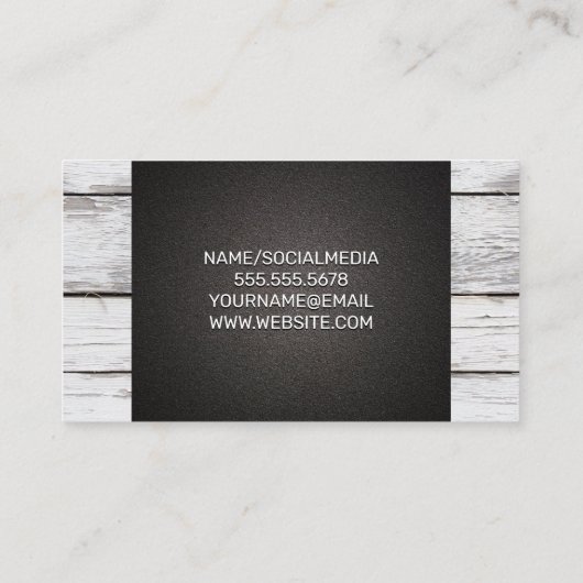 Houten panelen | Zwarte textuur Visitekaartje (Achterkant)