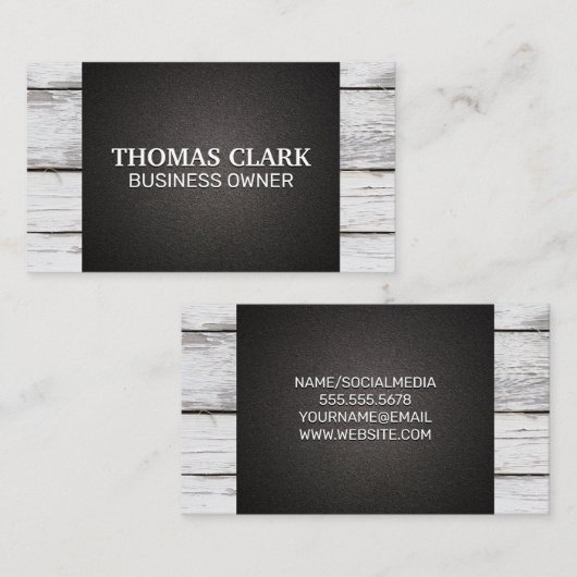 Houten panelen | Zwarte textuur Visitekaartje (Voorkant / Achterkant)