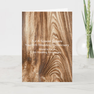 Houten Patroon Gepersonaliseerd 5e Bruiloft Jubile Kaart