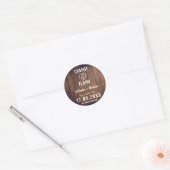 Houten Persoonlijke Script Uitgesteld Huwelijk Ronde Sticker (Envelop)