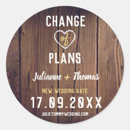 Houten Persoonlijke Script Uitgesteld Huwelijk Ronde Sticker