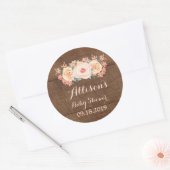 Houten Perzik Waterverf Bloemen Baby shower Label (Envelop)