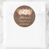 Houten Perzik Waterverf Bloemen Baby shower Label (Tas)