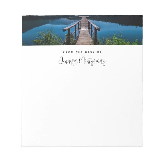 Houten pier bij nacht over een Calm Lake Notitieblok (Voorkant)