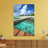 Houten pier die aan Strand verbindt Canvas Afdruk (Insitu (Woonkamer))