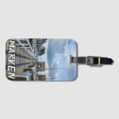 Houten pier in Marken, Nederland Bagagelabel (Voorkant (horizontaal))