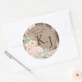 Houten Pioen Kant Rustiek Monogram Bruiloft Label (Envelop)