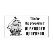 Houten piratenschip Personaliseer kunststempel Rubberstempel (Afrduk)