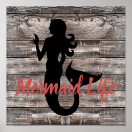 houten plank nautische MERMAID LIFE Poster