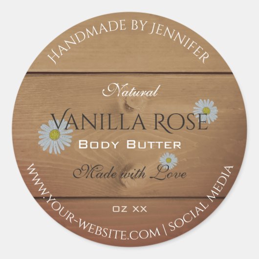 Houten plank Productverpakking Etiket Daisy Flower (Voorkant)