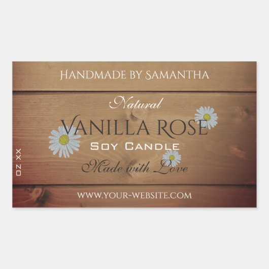 Houten plank Productverpakking Etiket Daisy Flower (Voorkant)