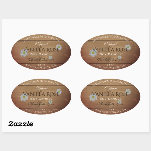 Houten plank Productverpakking Etiket Daisy Flower (Vel)