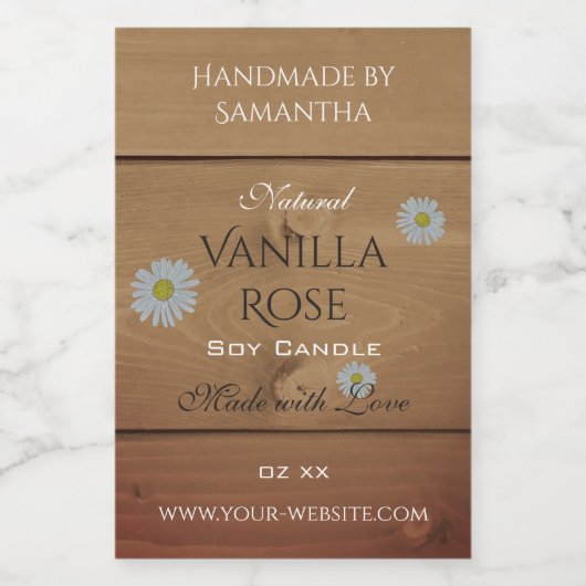 Houten plank Productverpakking Etiket Daisy Flower (Enkel label)