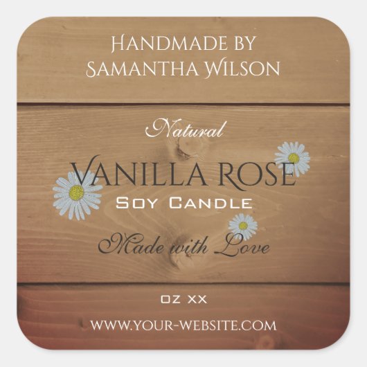 Houten plank Productverpakking Etiket Daisy Flower (Voorkant)