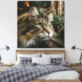 Houten Plank voor een Lapjeskat Canvas Afdruk (Insitu (Slaapkamer))