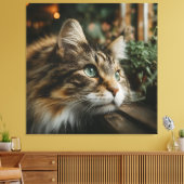 Houten Plank voor een Lapjeskat Canvas Afdruk (Insitu (Woonkamer))