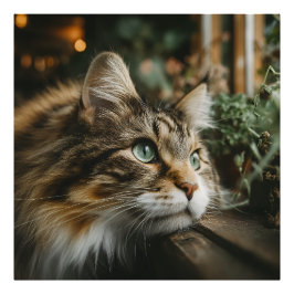 Houten Plank voor een Lapjeskat Foto Afdruk