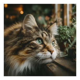Houten Plank voor een Lapjeskat Foto Afdruk