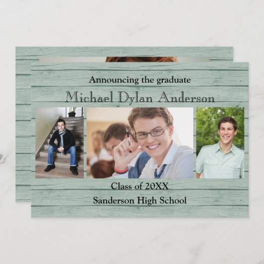 Houten planken Achtergrond - Afstuderen Aankondigi Aankondiging (Voorkant / Achterkant)
