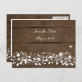 Houten Planken Bloemen Save the Date Aankondigingskaart (Voorkant / Achterkant)