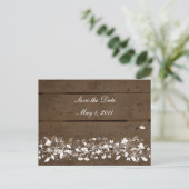 Houten Planken Bloemen Save the Date Aankondigingskaart (Staand voorkant)