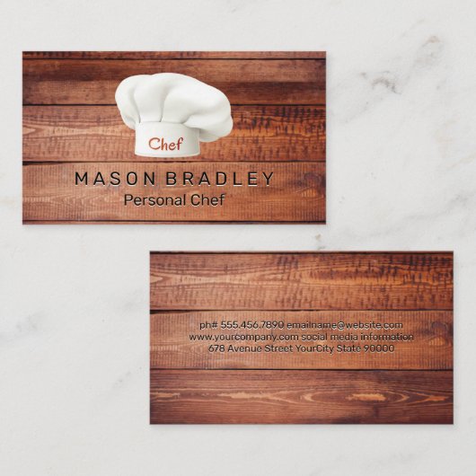 Houten planken | Chef-Pet Visitekaartje (Voorkant / Achterkant)