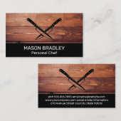 houten planken | gekruiste messen visitekaartje (Voorkant / Achterkant)