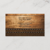 Houten Planken | Gestikte Leer Visitekaartje (Achterkant)