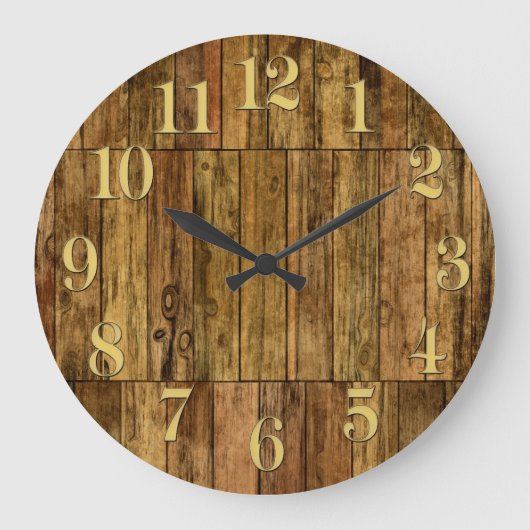 Houten planken houten paneel effect klok (Voorkant)
