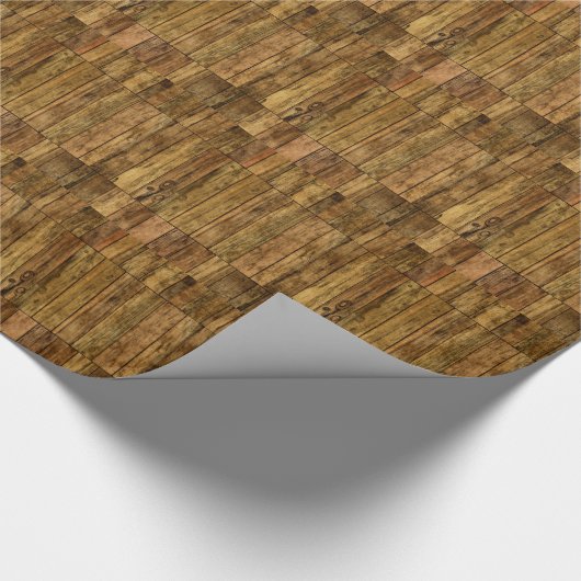 Houten planken houten paneeleffect cadeaupapier (Hoek)