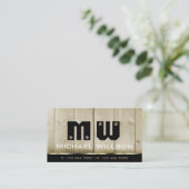 Houten planken Licht Bruin Hout Graan Monogram Visitekaartje (Staand voorkant)