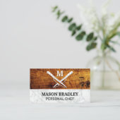 Houten planken Marmer | gekruiste messen Visitekaartje (Staand voorkant)