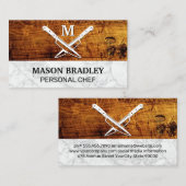 Houten planken Marmer | gekruiste messen Visitekaartje (Voorkant / Achterkant)