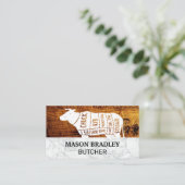 Houten Planken Marmer | Rundvlees Diagram Visitekaartje (Staand voorkant)