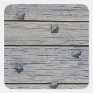Houten planken met vierkante nagels textuur die pe sticker