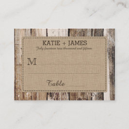Houten Planken Rustiek Land Bruiloft Plaats Kaarte Plaatskaartje