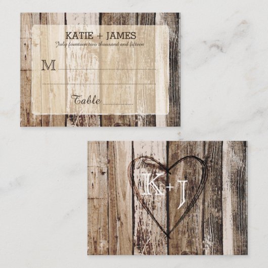 Houten Planken Rustiek Land Bruiloft Plaats Kaarte Plaatskaartje (Voorkant / Achterkant)