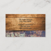 houten planken | verroest metaal visitekaartje (Achterkant)