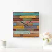Houten Planken Wandklok (Huis)