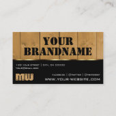 Houten planken Zwarte Bruin Hout Graan Monogram Visitekaartje (Achterkant)