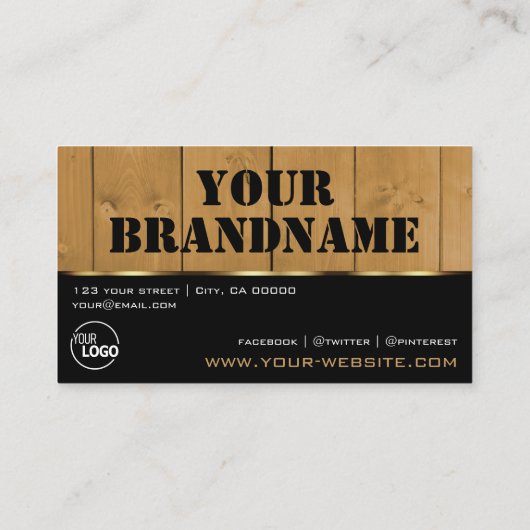 Houten plankjes zwart en bruine houten graan Kijk  Visitekaartje (Achterkant)
