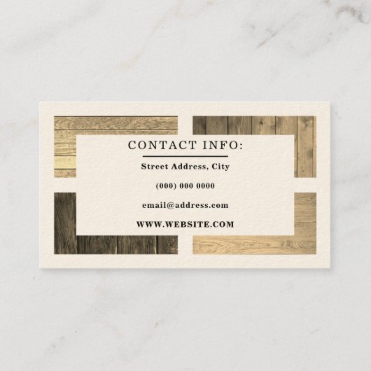 Houten plankpatroon met tint visitekaartje (Achterkant)
