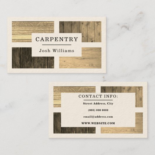 Houten plankpatroon met tint visitekaartje (Voorkant / Achterkant)