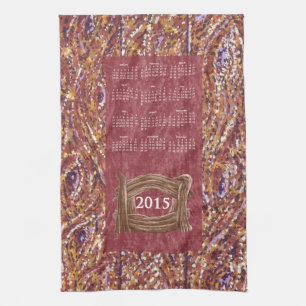 Houten planks pointillism 2015 kalender theedoek