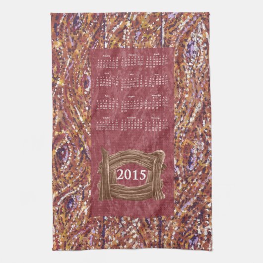Houten planks pointillism 2015 kalender theedoek (Verticaal)