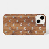 Houten Planks & Silver Butterflies iPhone 14 Hoesj iPhone Hoesje (Achterkant horizontaal)